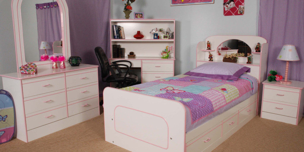 Children Twin Bedroom Set White & Pink Color Code 506BRWP